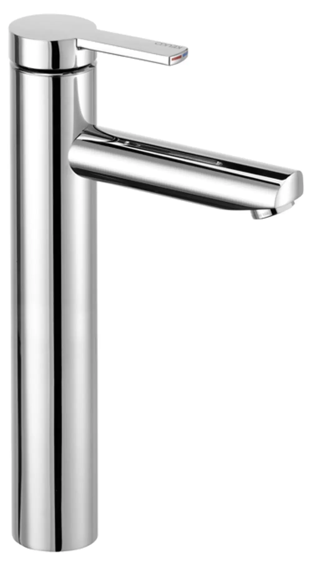 Küchen- oder Waschbeckenarmatur von Keuco mit einem schlanken, verchromten Design und einem Hebelgriff. Der Auslauf ist eckig und horizontal positioniert.